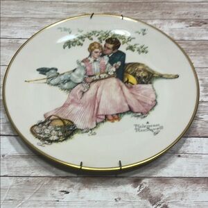 Norman Rockwell Summer Flowers in Tender Bloom Cream Wall plate 1973 Collection